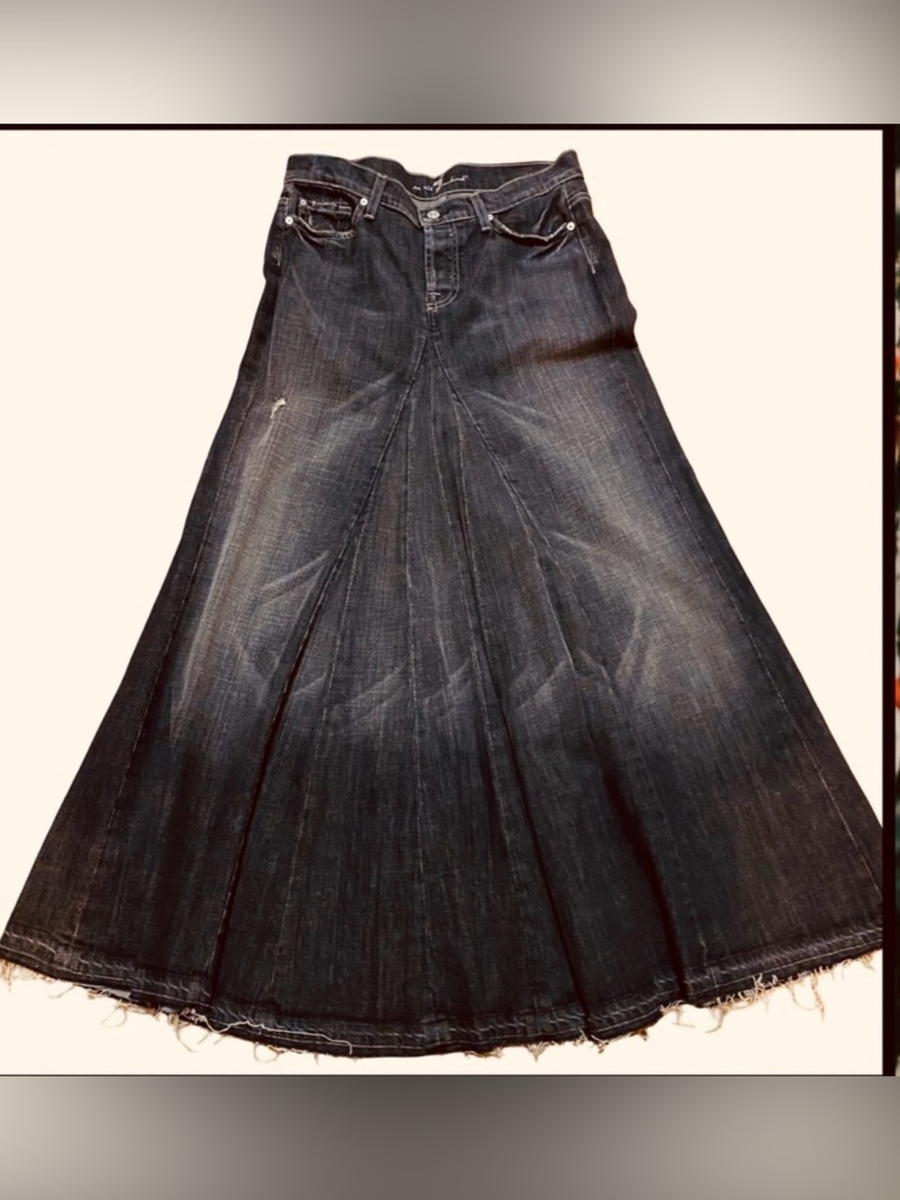 7 For All Mankind Maxi Denim Skirt in Faded Charcoal Like New Size 29